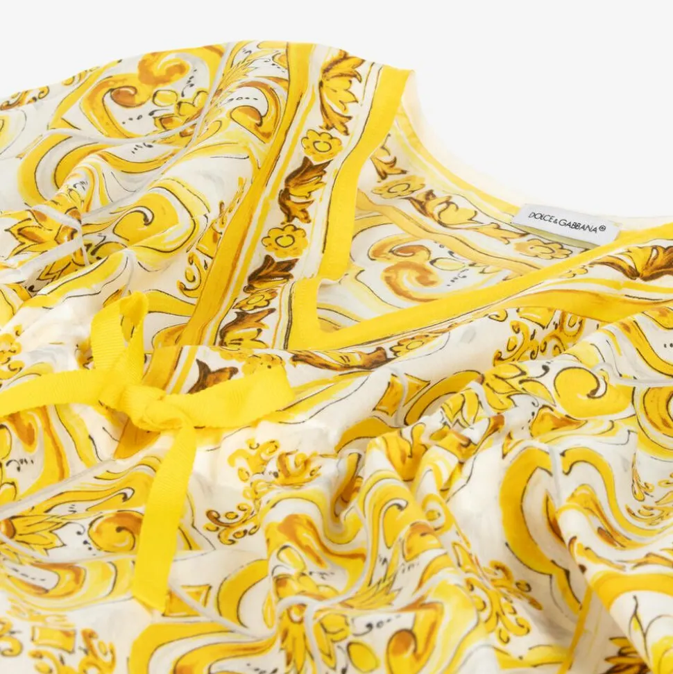 Girls Yellow Majolica Print Kaftan