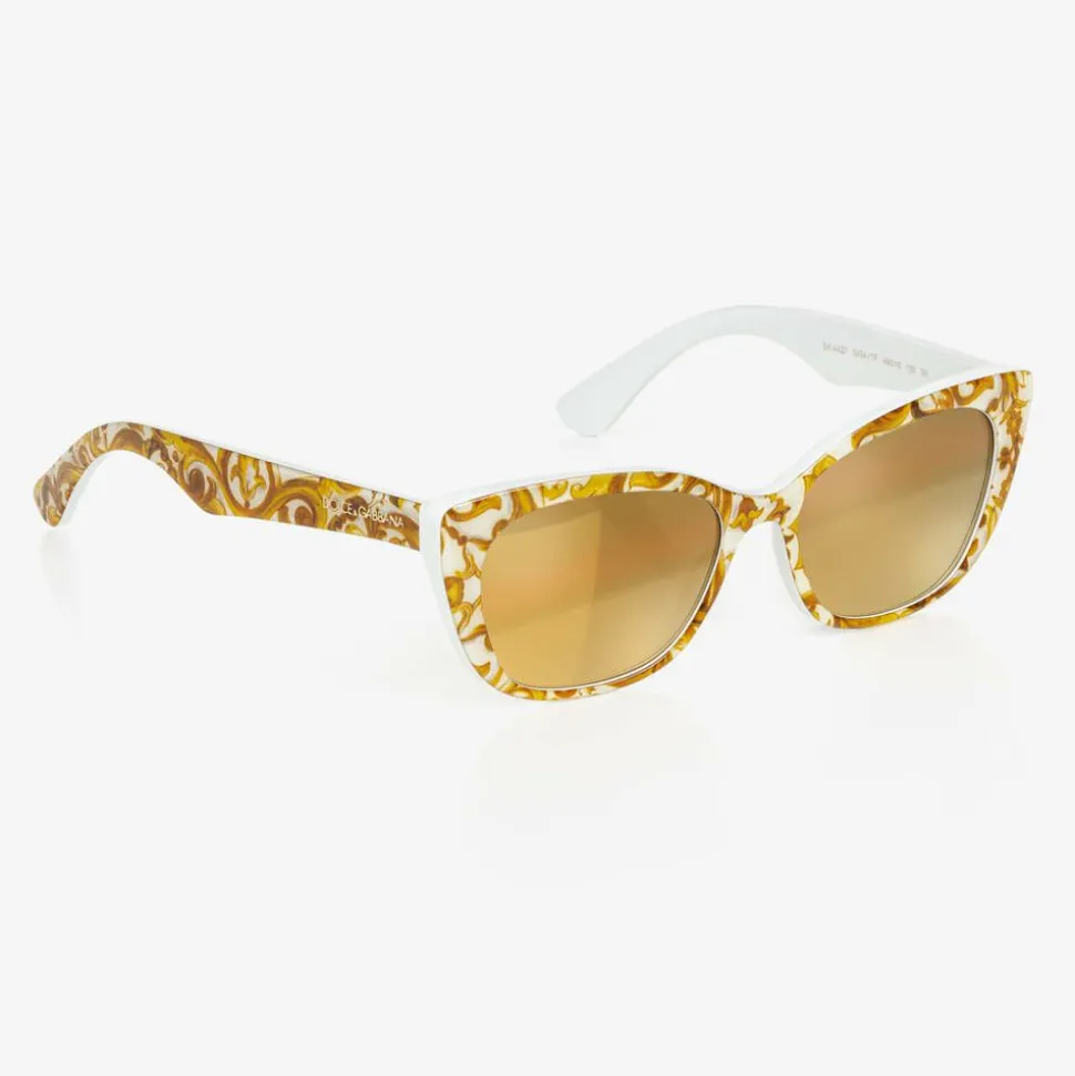 Girls Yellow Majolica Print Sunglasses