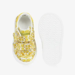 Girls Yellow Majolica Print Canvas Trainers