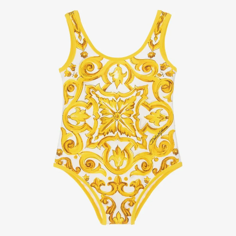 Girls Yellow Majolica Swimsuit