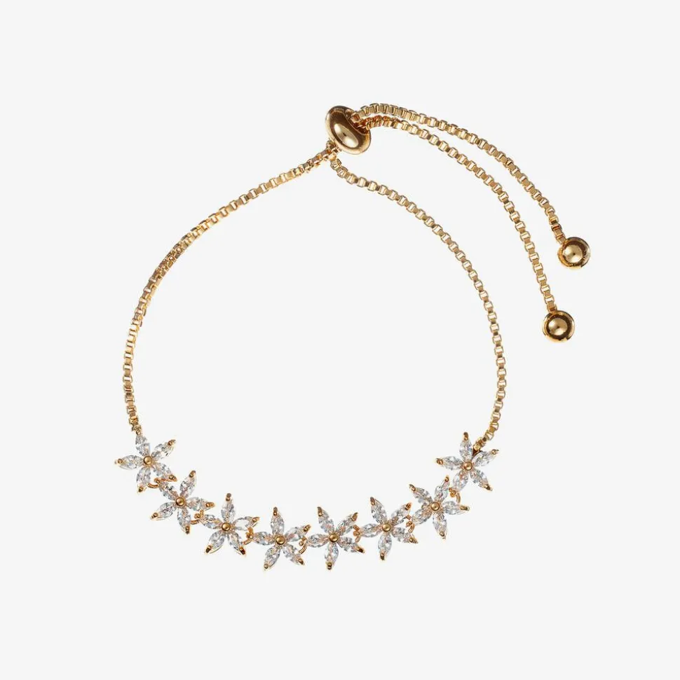 Gold Flower Diamanté Bracelet