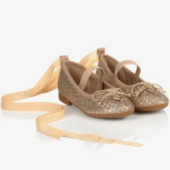 Gold Glitter Ballerina Shoes