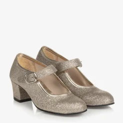 Gold Glitter Heeled Shoes