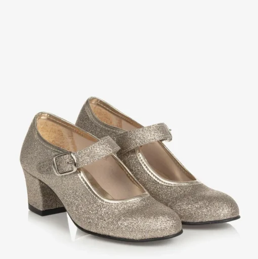 Gold Glitter Heeled Shoes