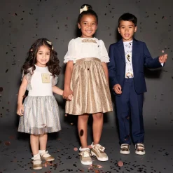 Gold Glitter Leather Trainers