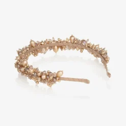 Gold Pearl & Crystal Hairband