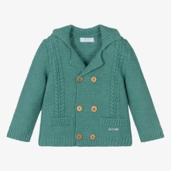Green Cotton & Wool Knitted Cardigan