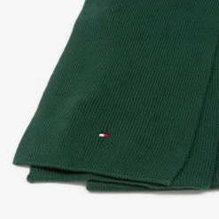 Green Cotton Knit Flag Logo Scarf