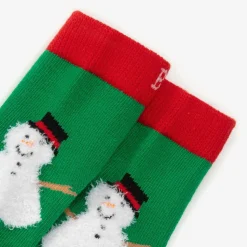 Green Festive Snowman Socks