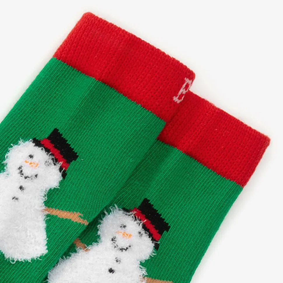 Green Festive Snowman Socks
