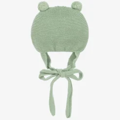 Green Knitted Pom-Pom Hat