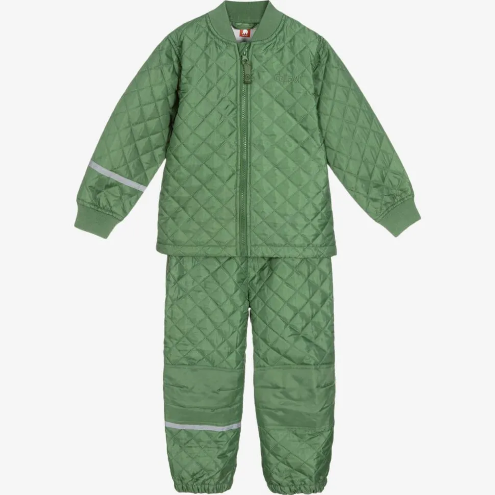 Green Quilted Jacket & Trouser Set