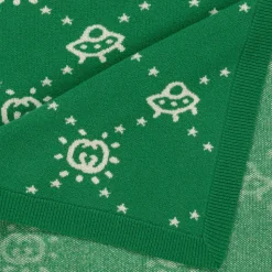 Green Wool Knitted Interlocking G Blanket (85cm)