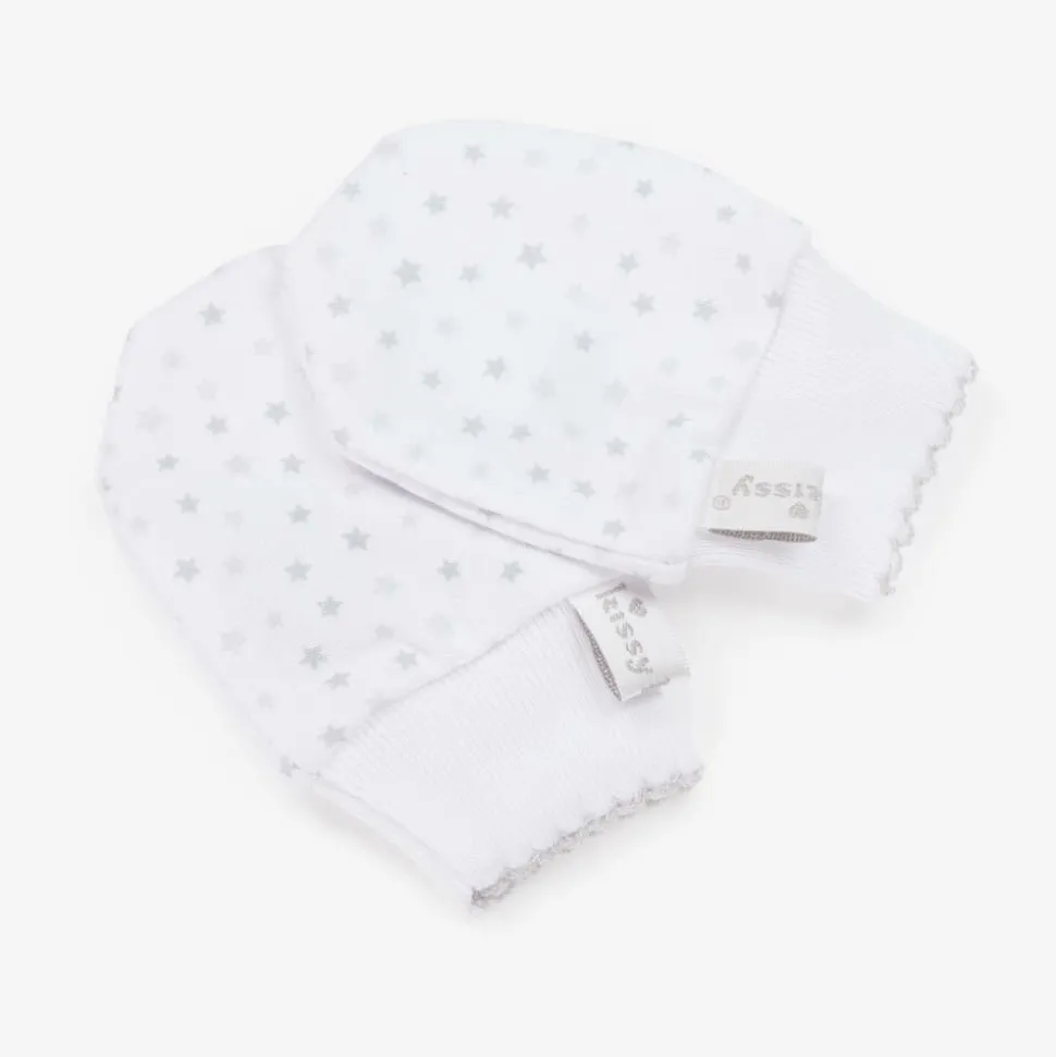 Grey & White Cotton Baby Sheep Scratch Mittens