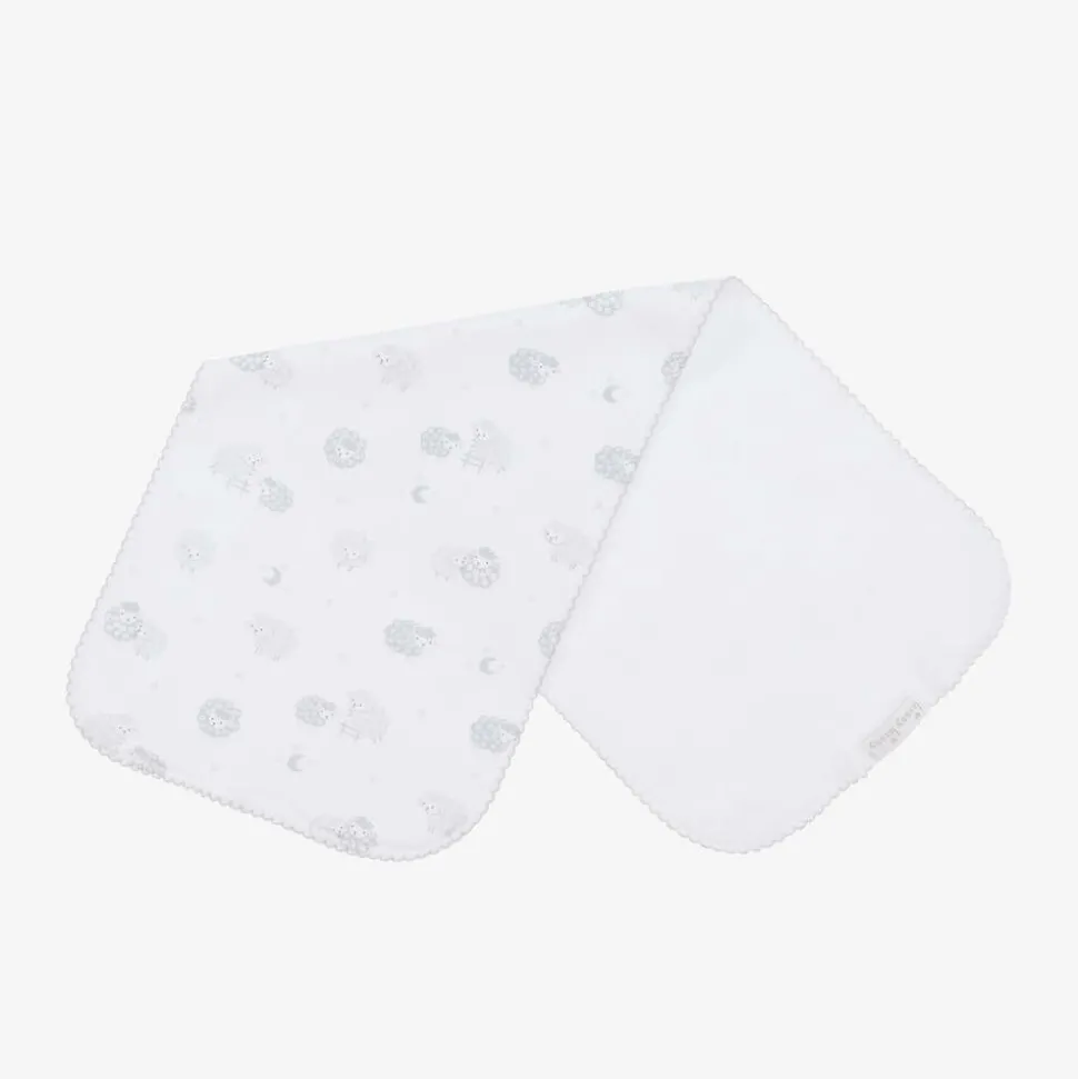 Grey & White Cotton Baby Sheep Burp Cloth (49cm)