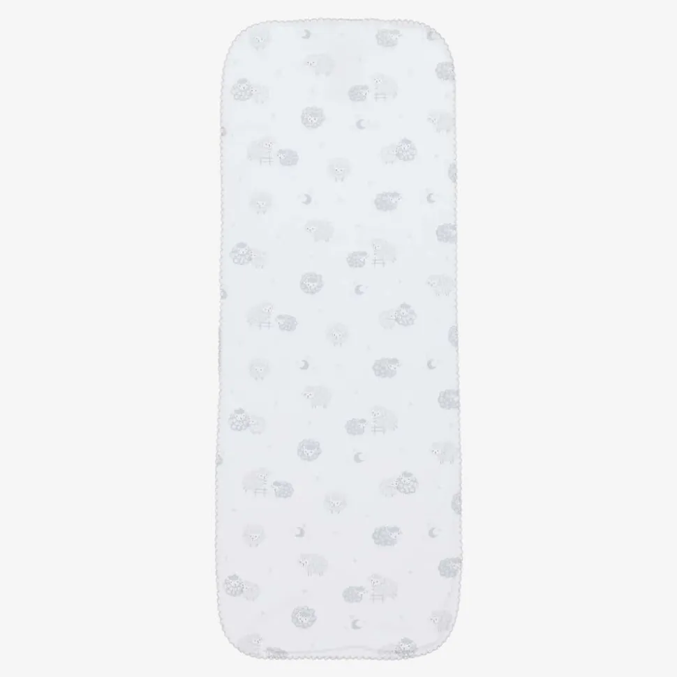 Grey & White Cotton Baby Sheep Burp Cloth (49cm)