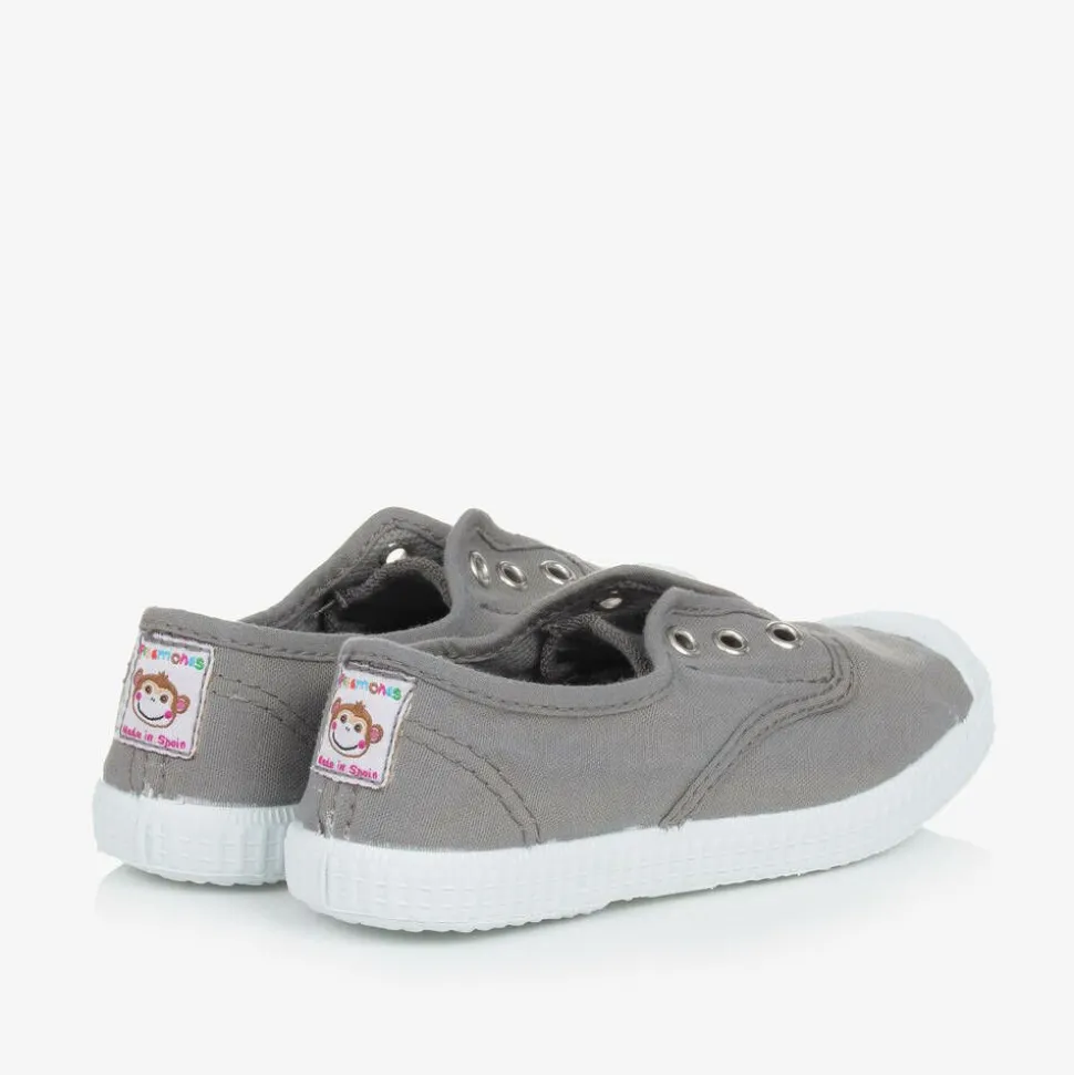 Grey Canvas Slip-On Trainers