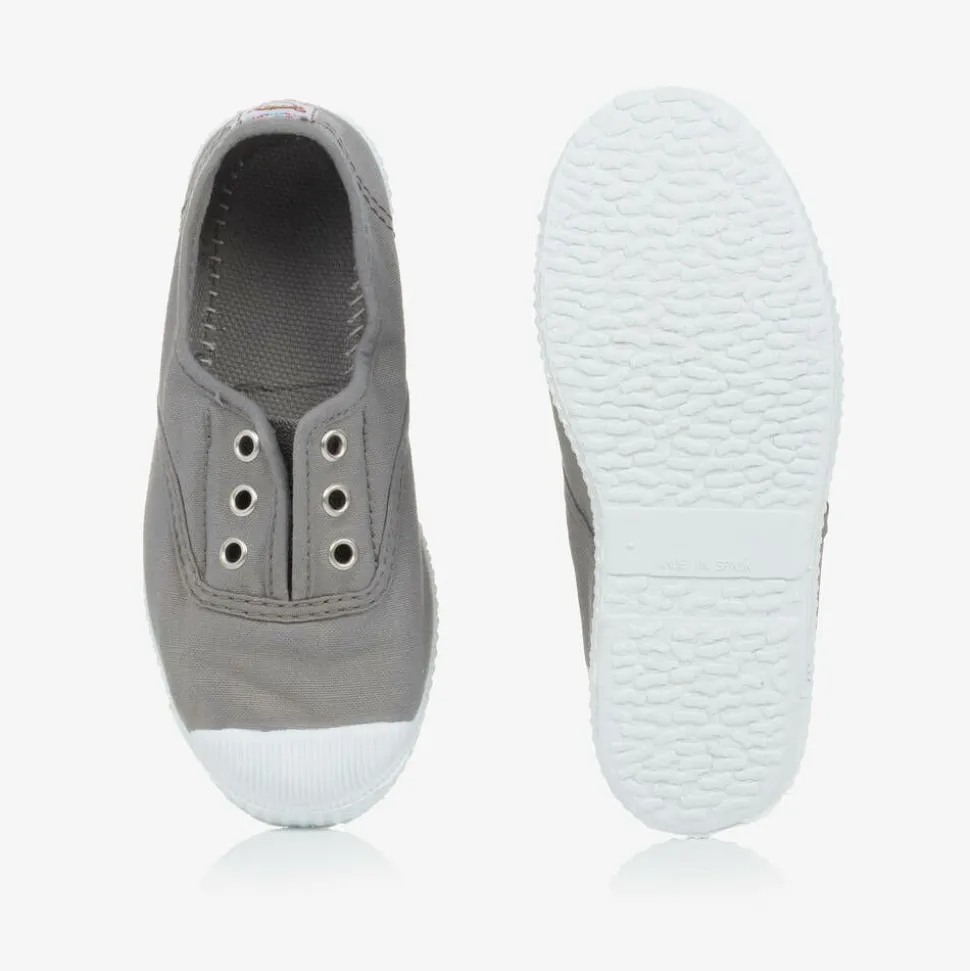 Grey Canvas Slip-On Trainers