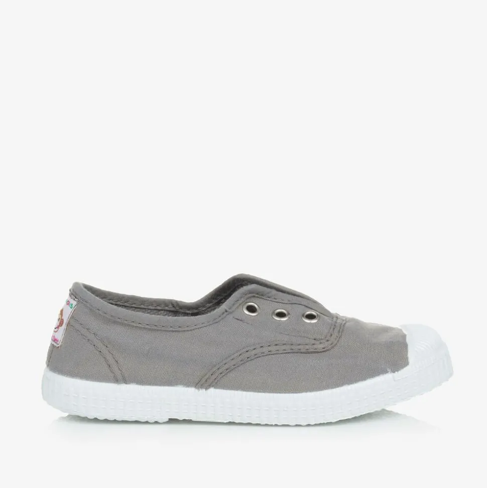 Grey Canvas Slip-On Trainers