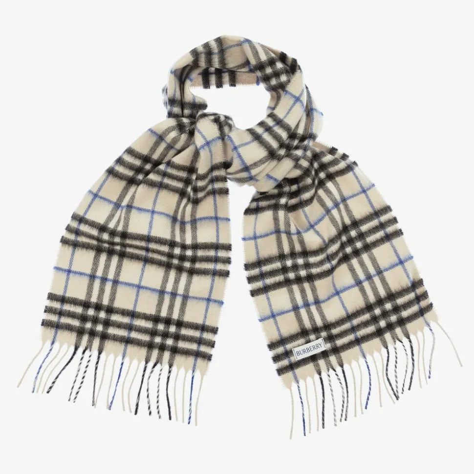 Grey Check Cashmere Scarf (130cm)