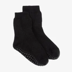 Grey Cotton & Wool Slipper Socks