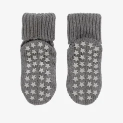 Grey Cotton Baby Slipper Socks