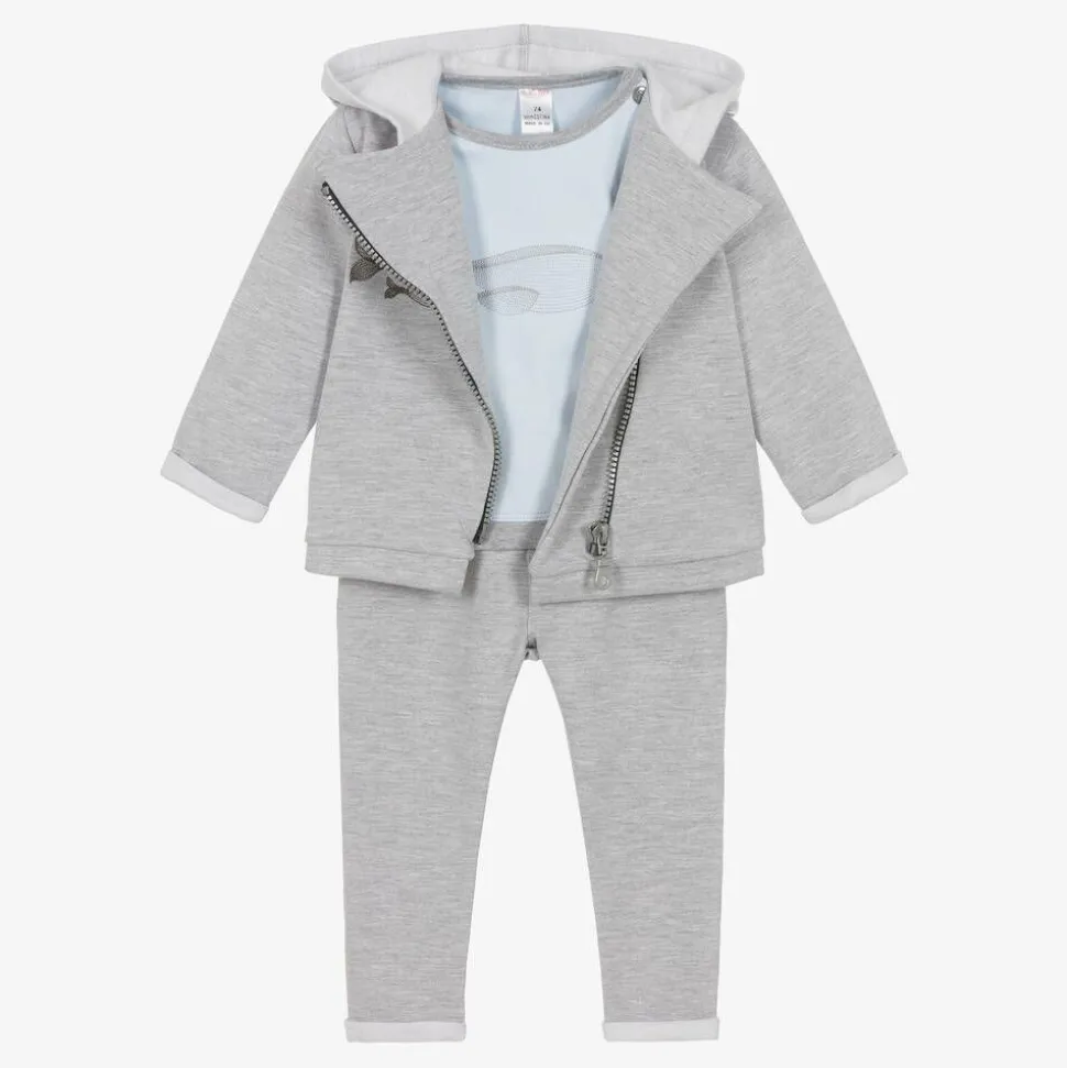 Grey Cotton Baby Trouser Set