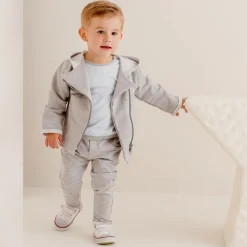 Grey Cotton Baby Trouser Set