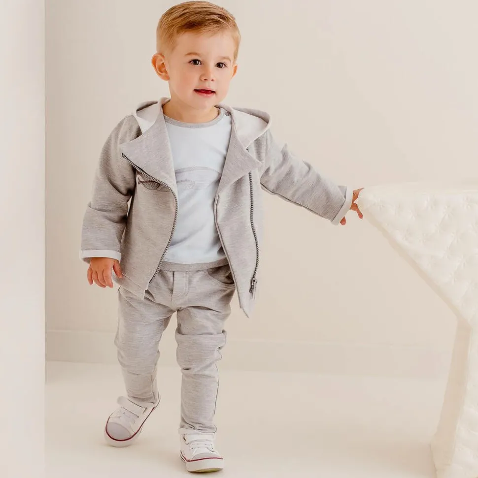 Grey Cotton Baby Trouser Set