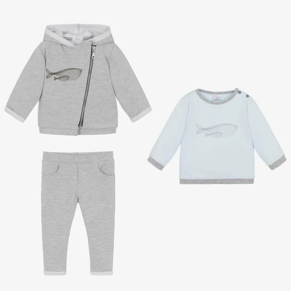 Grey Cotton Baby Trouser Set