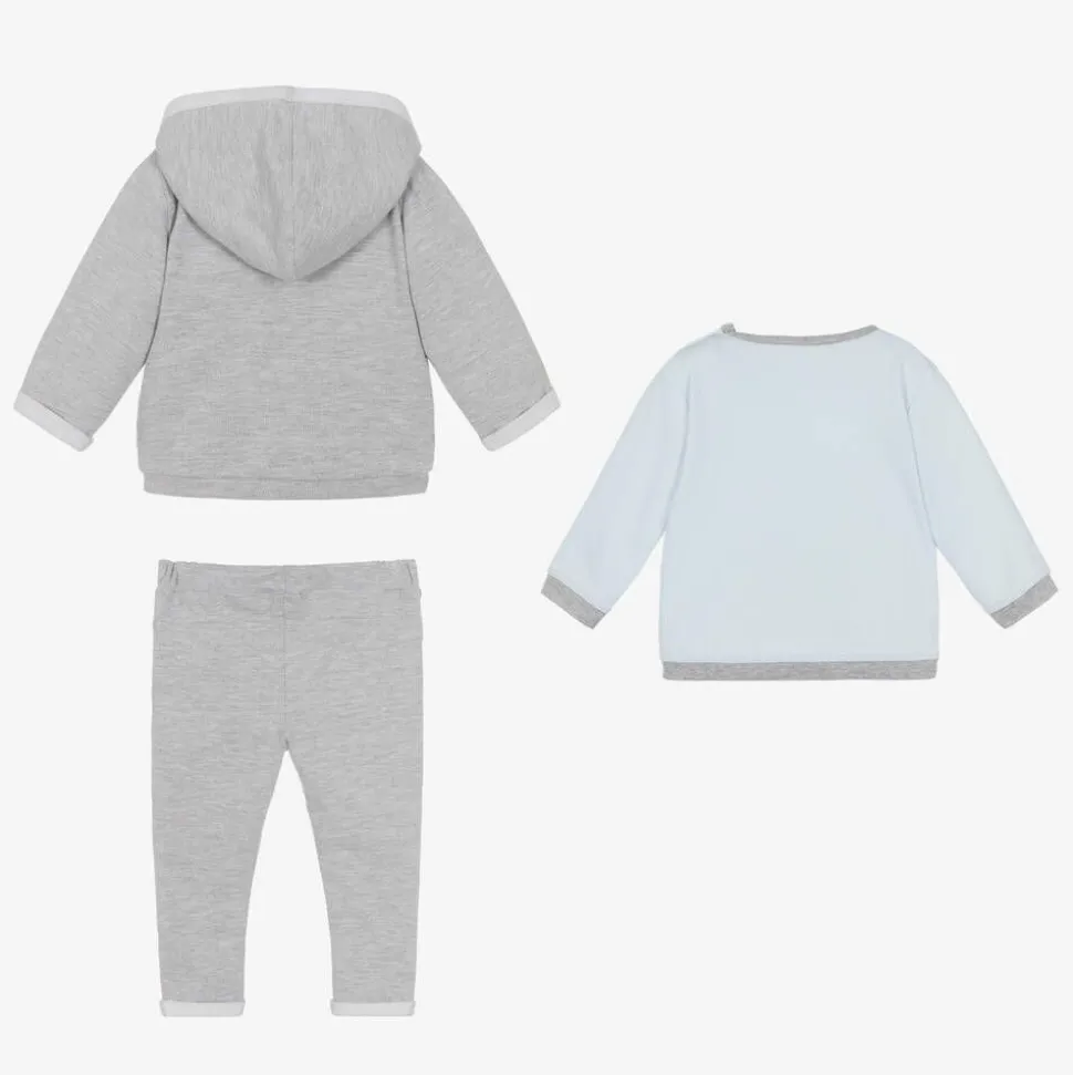 Grey Cotton Baby Trouser Set