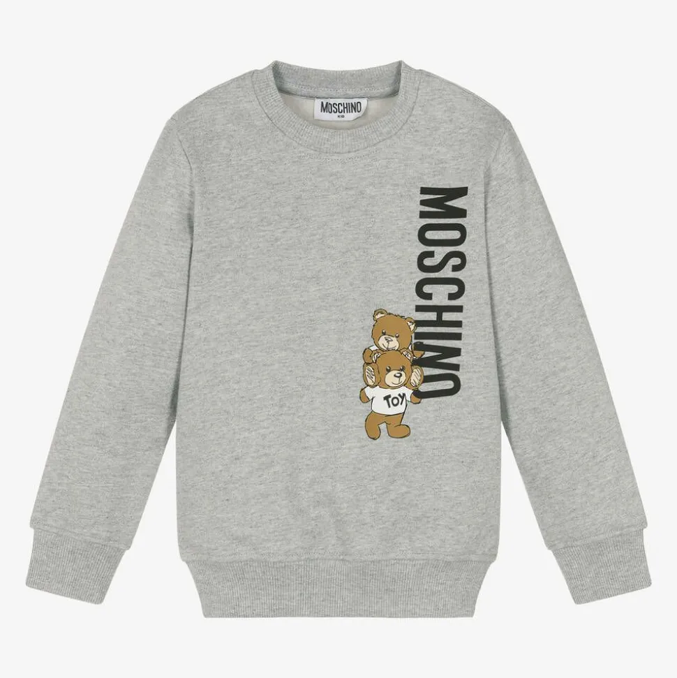Grey Cotton Teddy Bear Sweatshirt