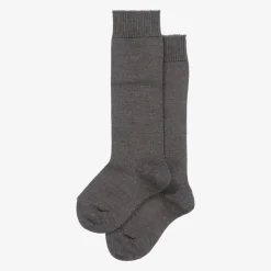 Grey Knee High Wool Socks