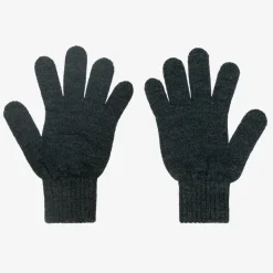 Grey Knitted Monogram Logo Gloves