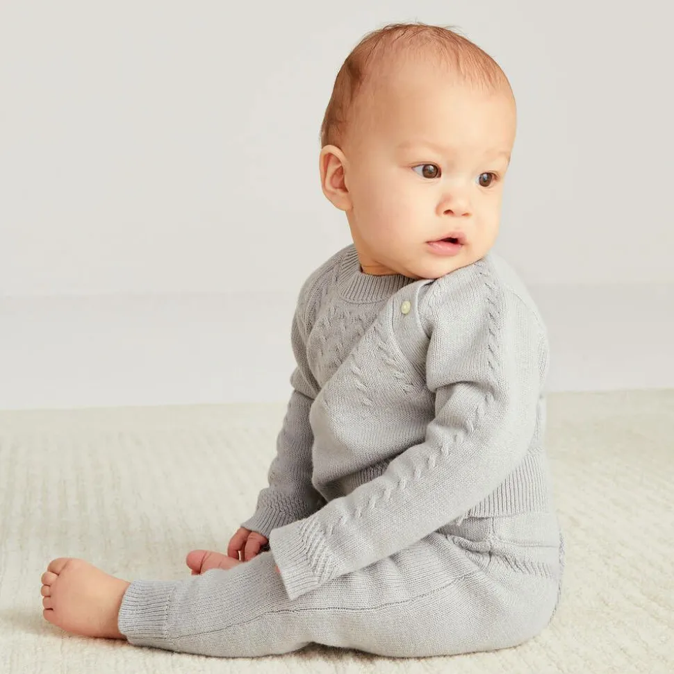 Grey Knitted Wool & Cotton Trouser Set