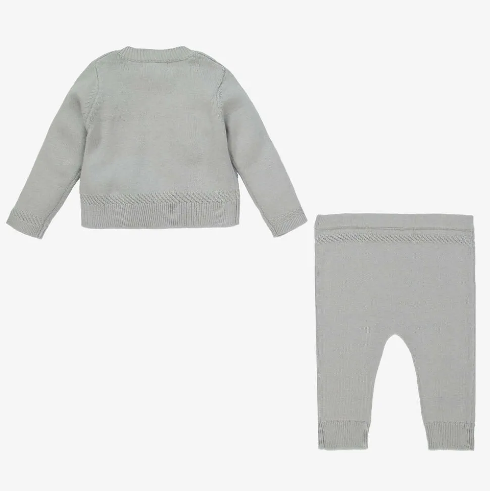 Grey Knitted Wool & Cotton Trouser Set