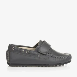 Grey Leather Moccasin Shoes