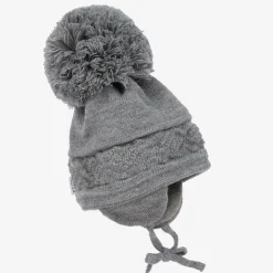 Grey Malva Knitted Giant Pom-Pom Beanie