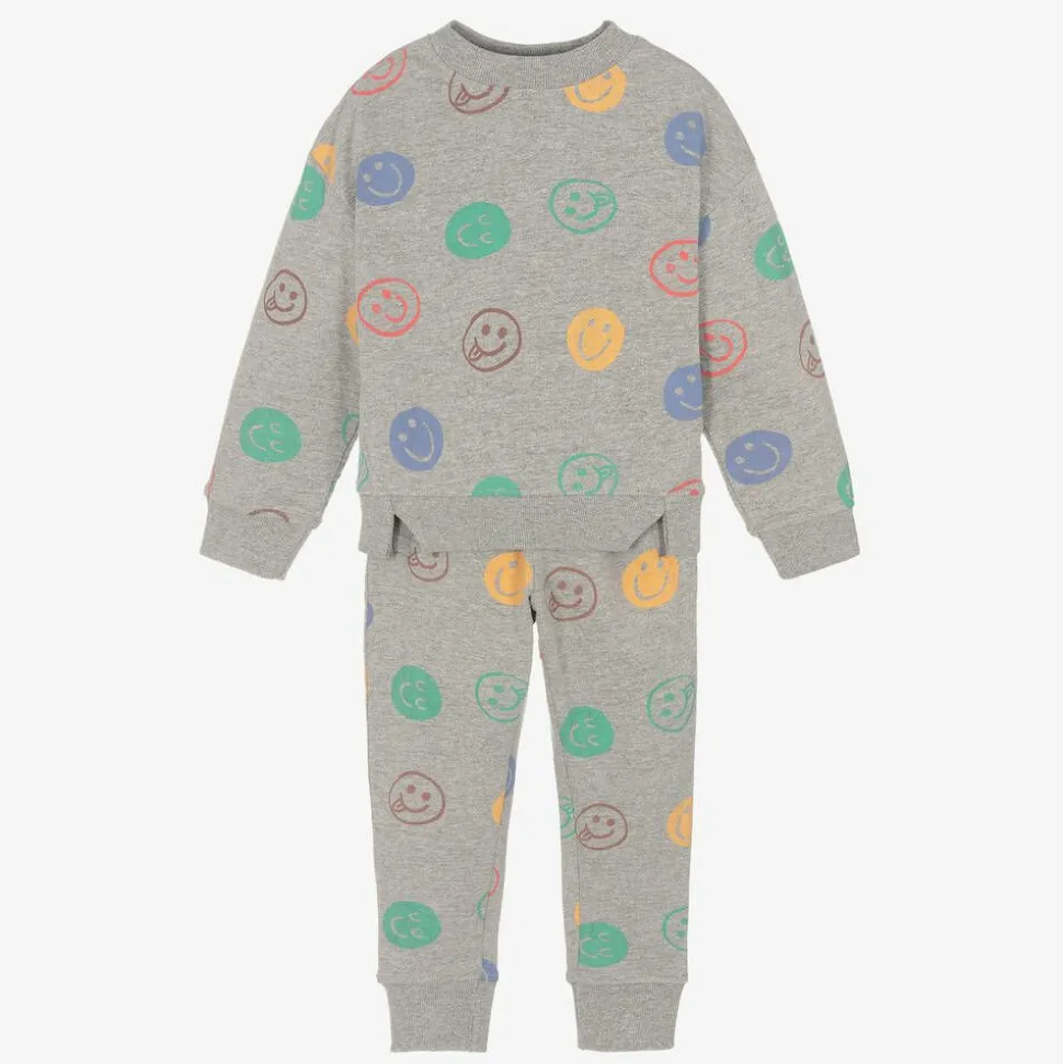 Grey Marl Cotton Happy Faces Tracksuit