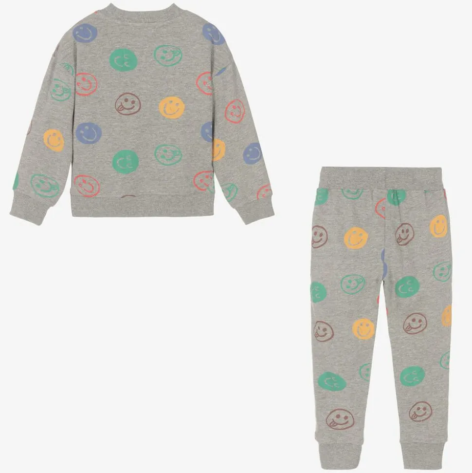 Grey Marl Cotton Happy Faces Tracksuit