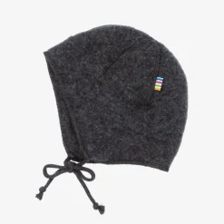 Grey Merino Wool Fleece Baby Bonnet