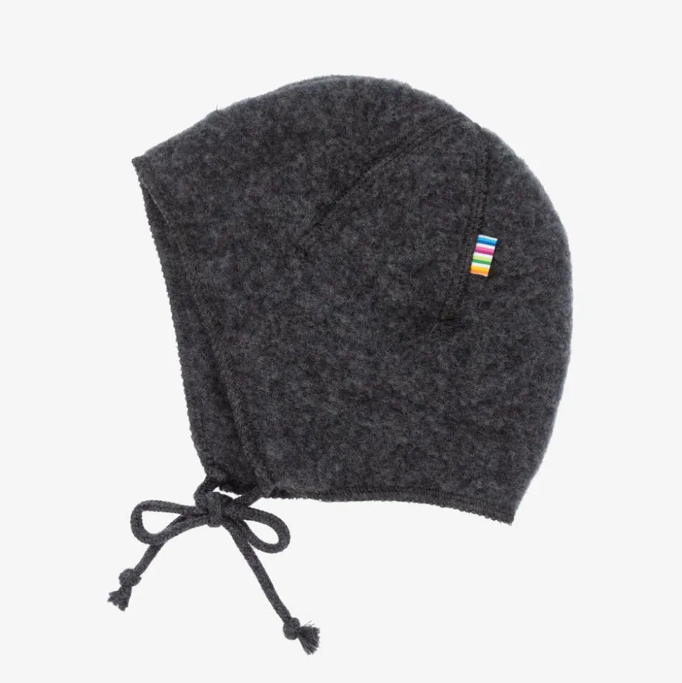 Grey Merino Wool Fleece Baby Bonnet