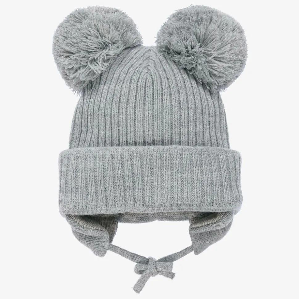 Grey Minnie Double Pom-Pom Hat