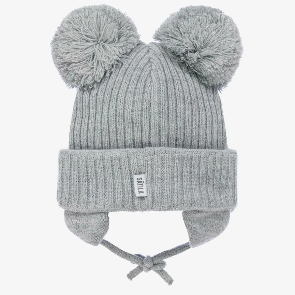 Grey Minnie Double Pom-Pom Hat