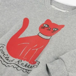 Grey Organic Cotton Cat Print Sweatshirt