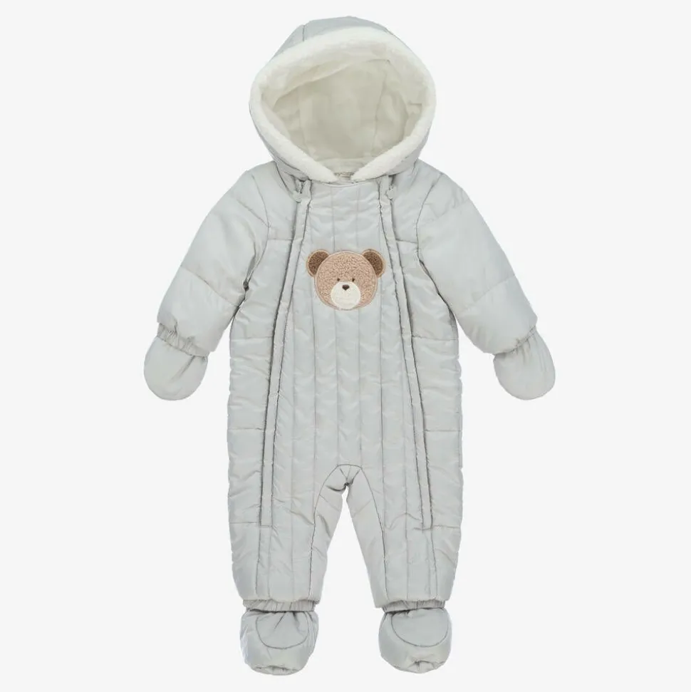 Grey Padded Baby Snowsuit