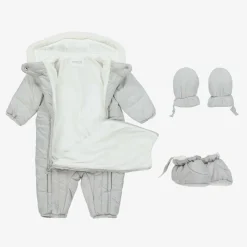 Grey Padded Baby Snowsuit