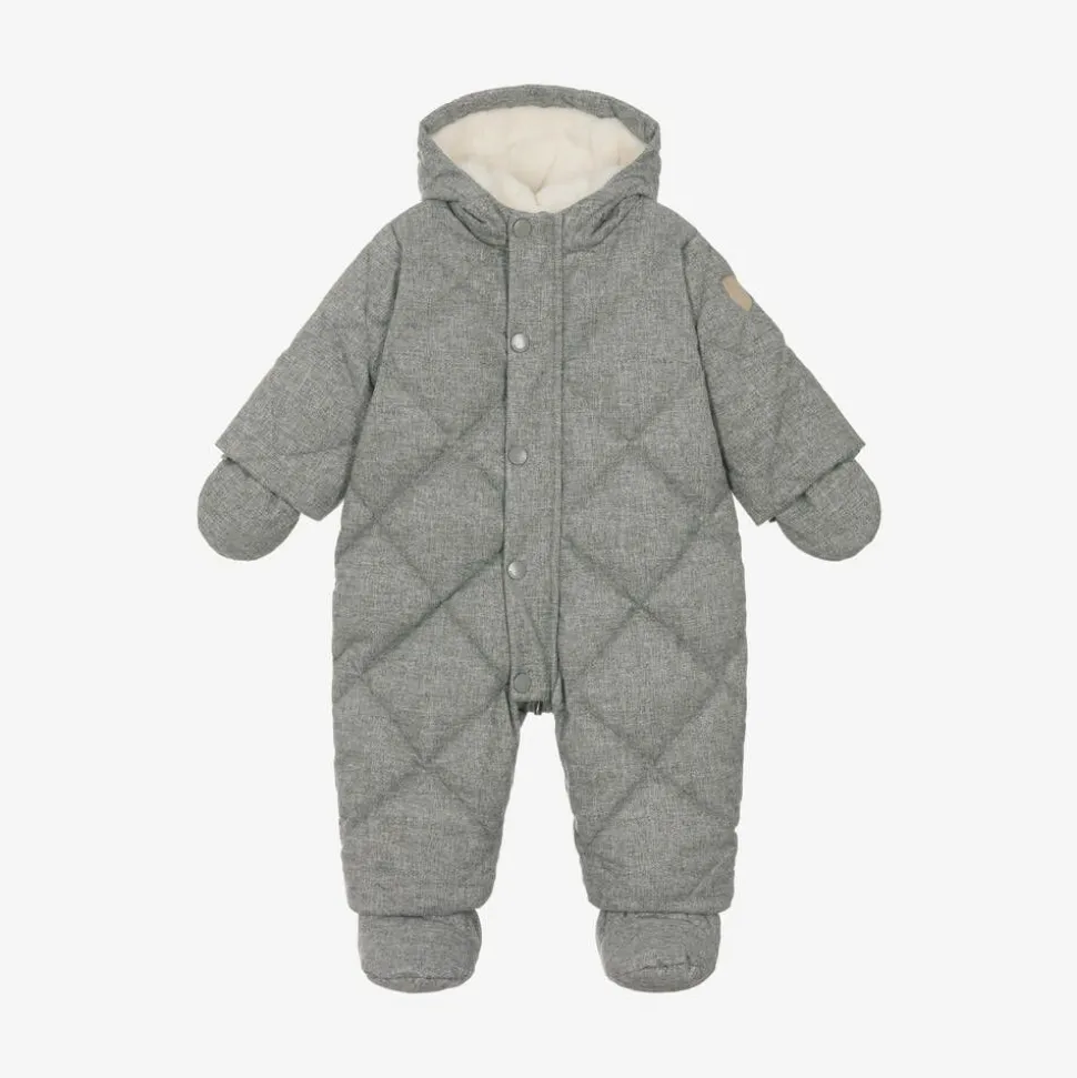 Grey Quilted Down Snowsuit