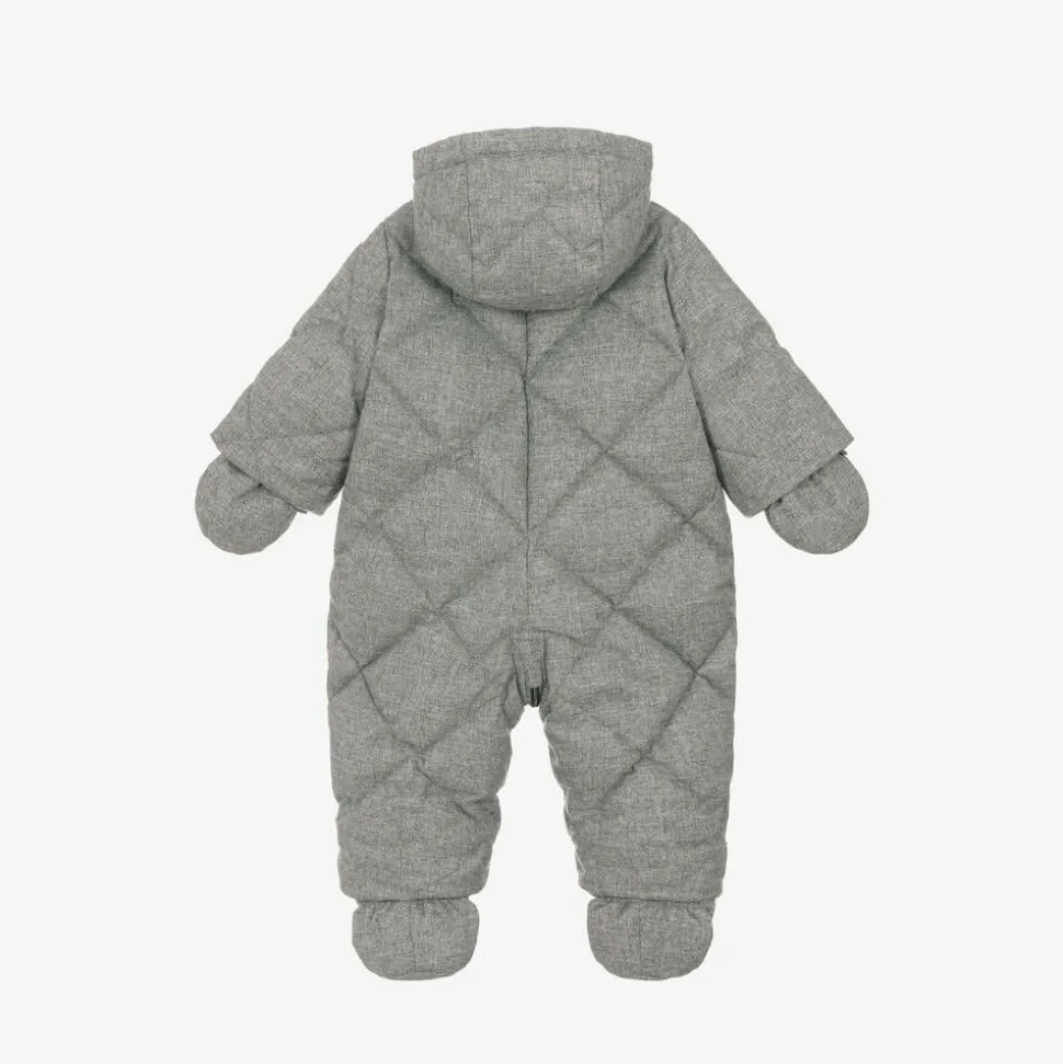 Grey Quilted Down Snowsuit