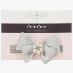 Grey Ribbon Bow Headband